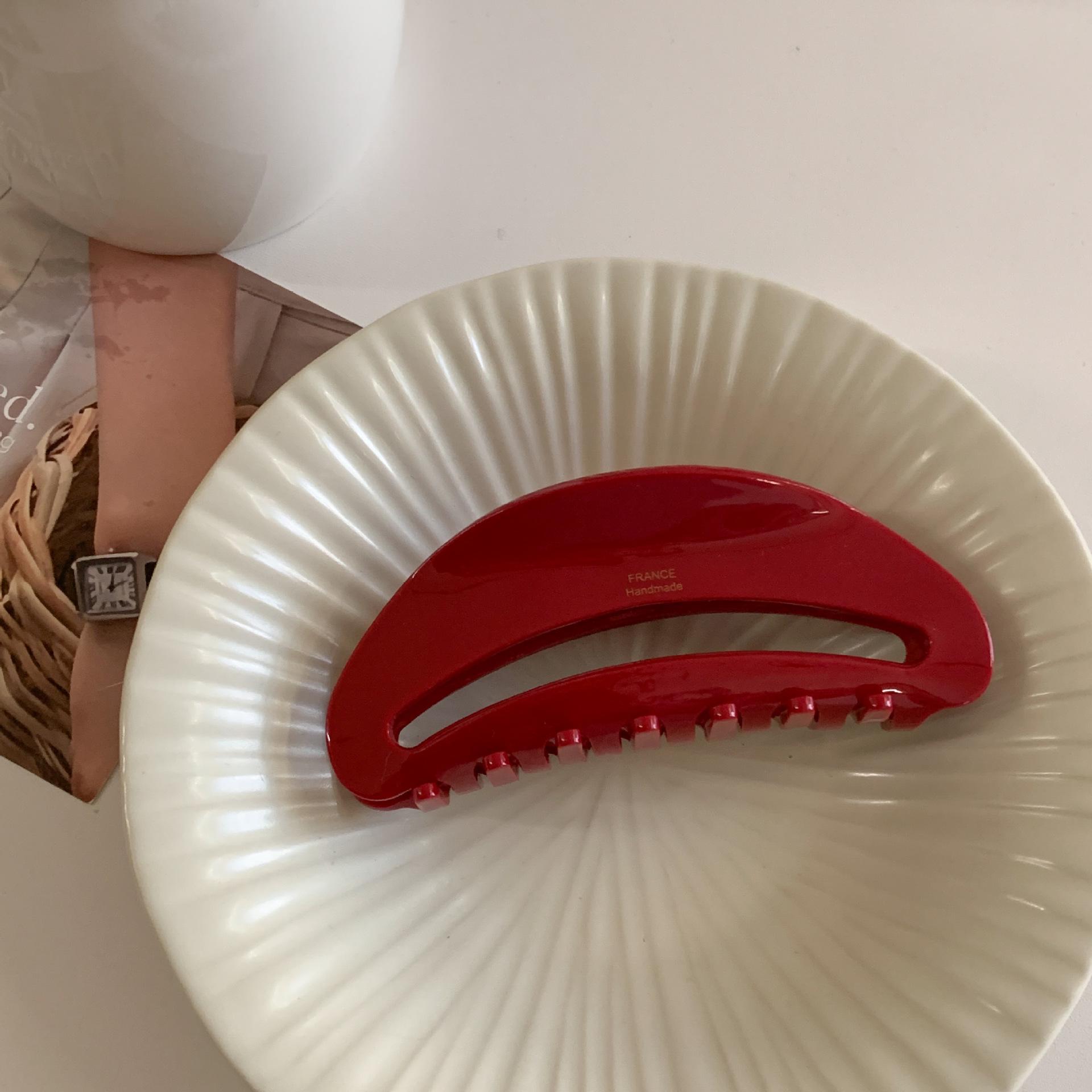 

Красная ацетатная заколка для волос в форме веера для женщин, среднего размера, универсальная шпилька для причесок с полусобранными волосами.