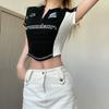 Sexy Women Cycling T-shirts Zipper Collars Short Sleeve Tees For Girls Y2K Tops Black Fashion Lady Party Wear Sports Tees Gym Tops Female Active Tees