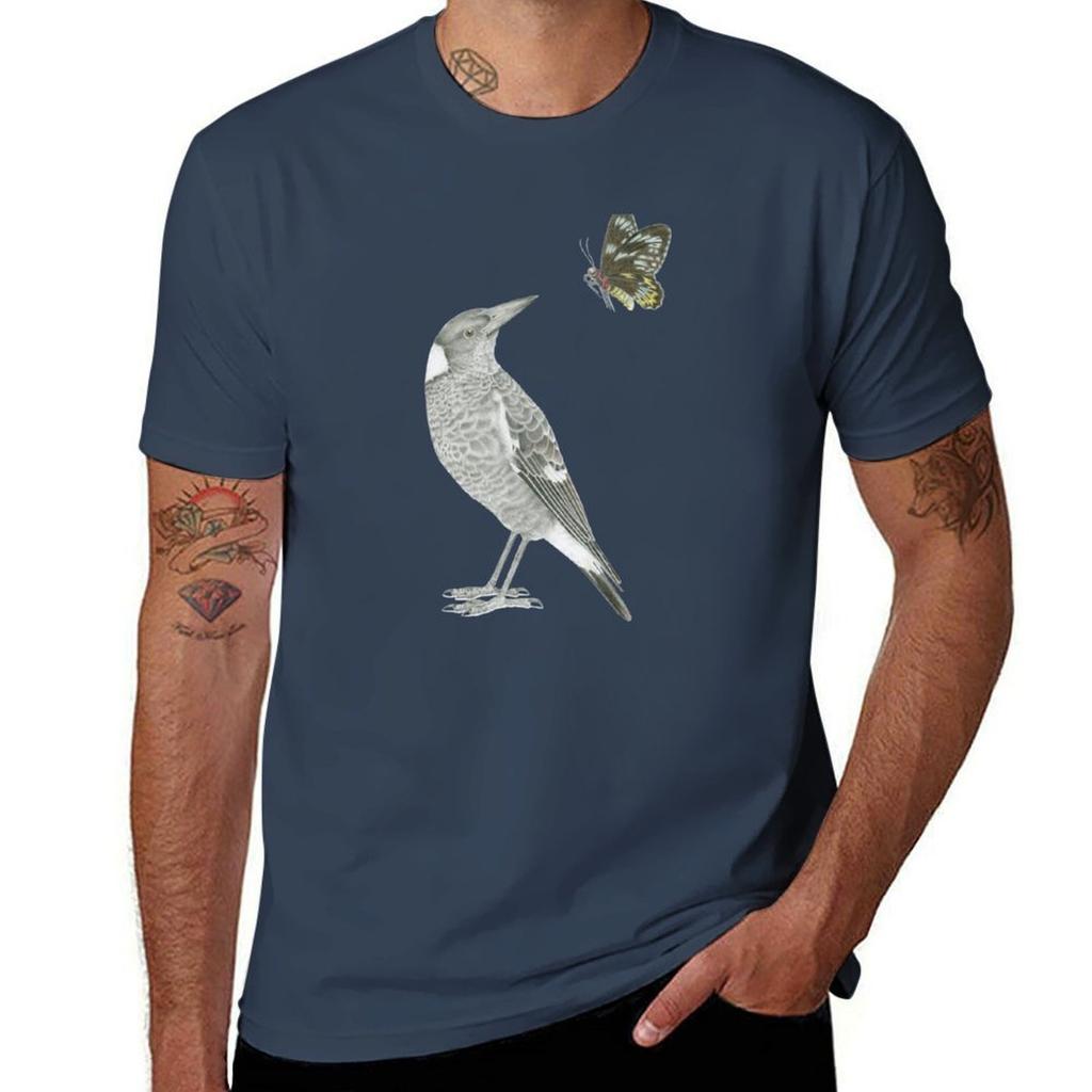 Magpie And Birdwing Butterfly Tshirt Plus Size Short Sleeve Tshirt