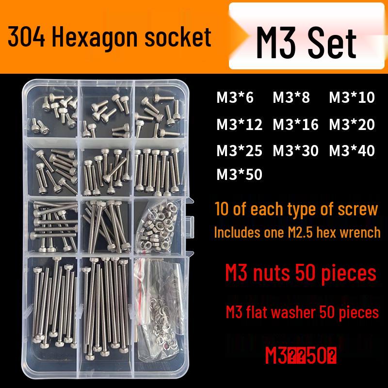 304 Stainless Steel Hex Head Screw Nut Set M2-M20