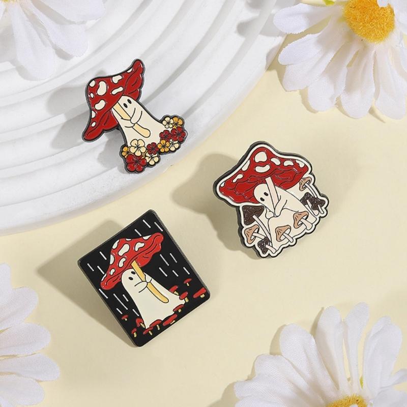 Playful Alloy Creative Mushroom Brooch Cartoon Design Hobgoblin Tale Theme for Fashion Accessory and Unique Expression