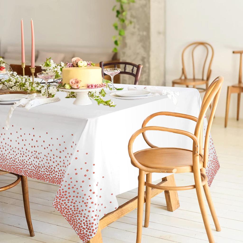 274*137cm Rose Gold Disposable Tablecloth Plastic Dot Table Cloth Cover Kids Adult Birthday Party Decoration Wedding Baby Shower