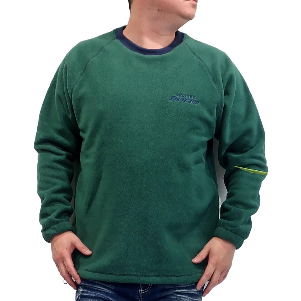 Оригинальный мужской флисовый пуловер Dickies с двусторонним начесом, круглым вырезом и кулиской, размеры M, L, XL, 10001981 (Япония, Алфавит, XL, ЗЕЛЕНЫЙ)