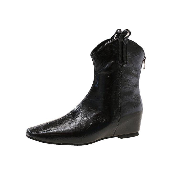 Silver Martin boots women's new pointed inner heightening zipper slim boots women's boots V-mouth short Chelsea boots