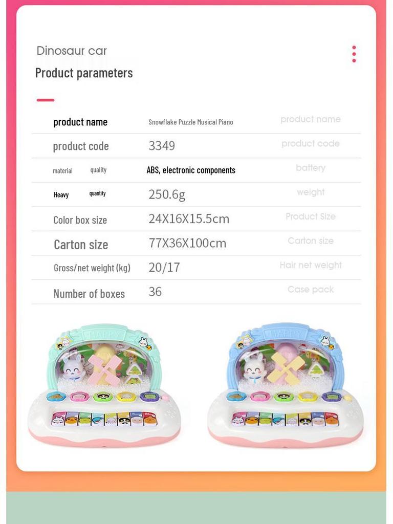 Baby Musical Piano Toy for Early Education, 6-12 Months Boys & Girls