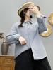 Women's Solid Color Cotton-Padded Shirt Jacket with Pointed Collar - Autumn/Winter Warm Top 86551