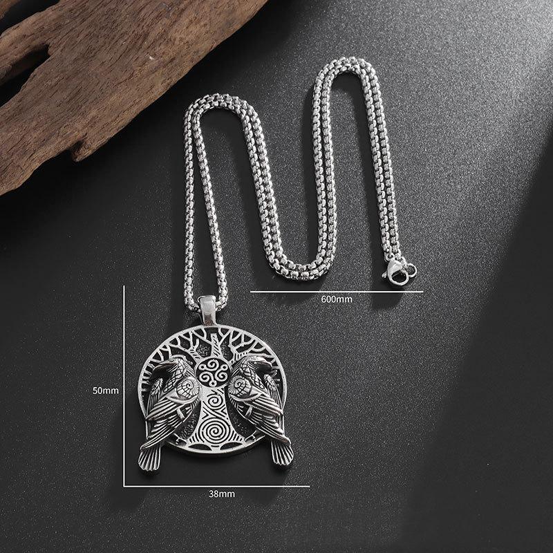 men's Necklace Crows And The Tree Of Life Pendant Vintage Hip Hop Style Copper Color Round Neck Chain Fashion Jewelry Boy Gifts