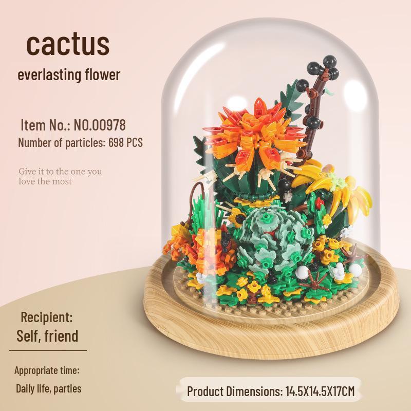 ZheGao Flower Building Blocks - Children s Educational Toy & Cactus Model Ornament Gift for Girls