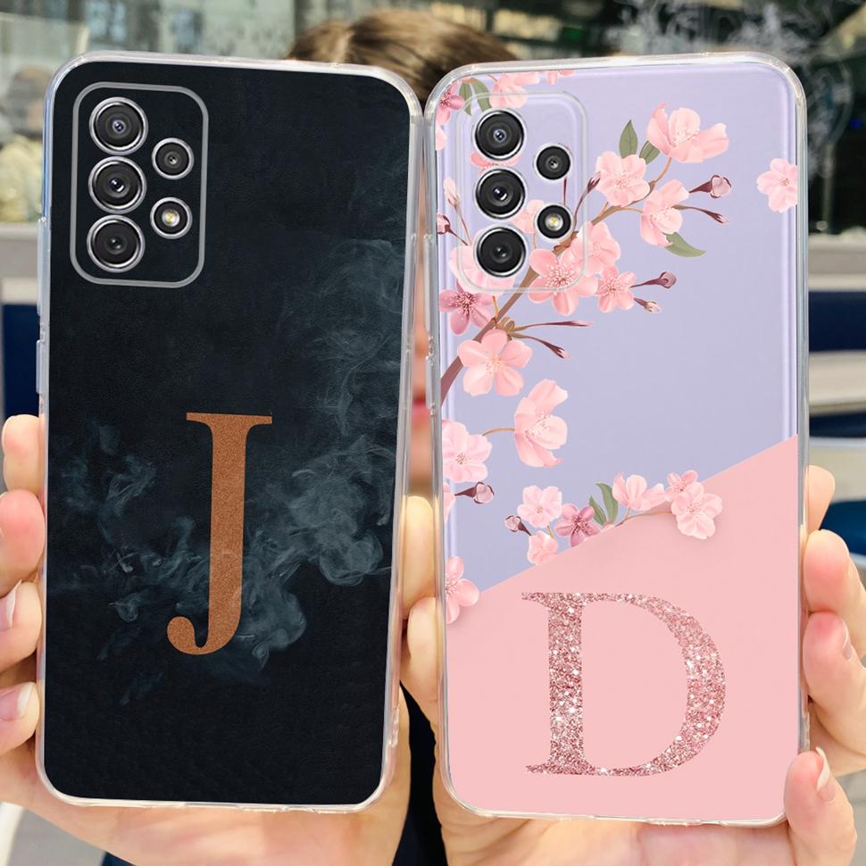 For Samsung Galaxy A52 Case Cute Couple Letter Cover Shockproof Phone Case For Samsung A52 A52s GalaxyA52s Back Cover 6.5" Shell