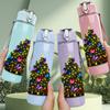 1PC Traditional Christmas Tree Art 750ml Color Plastic Sports Water Bottle Leakproof Flip Straw Lid Suitable for Sports Office Home Use