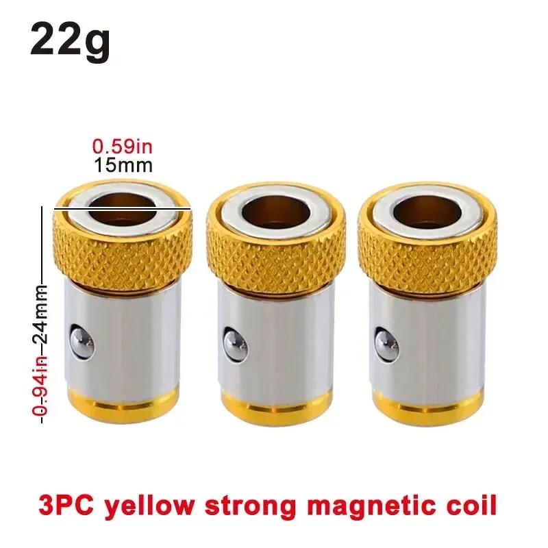 

3 шт. 1/4 головка партии цветная магнитная катушка отвертка наконечник заполнение металлическая отвертка головка позиционирование стальной втулки инструмент