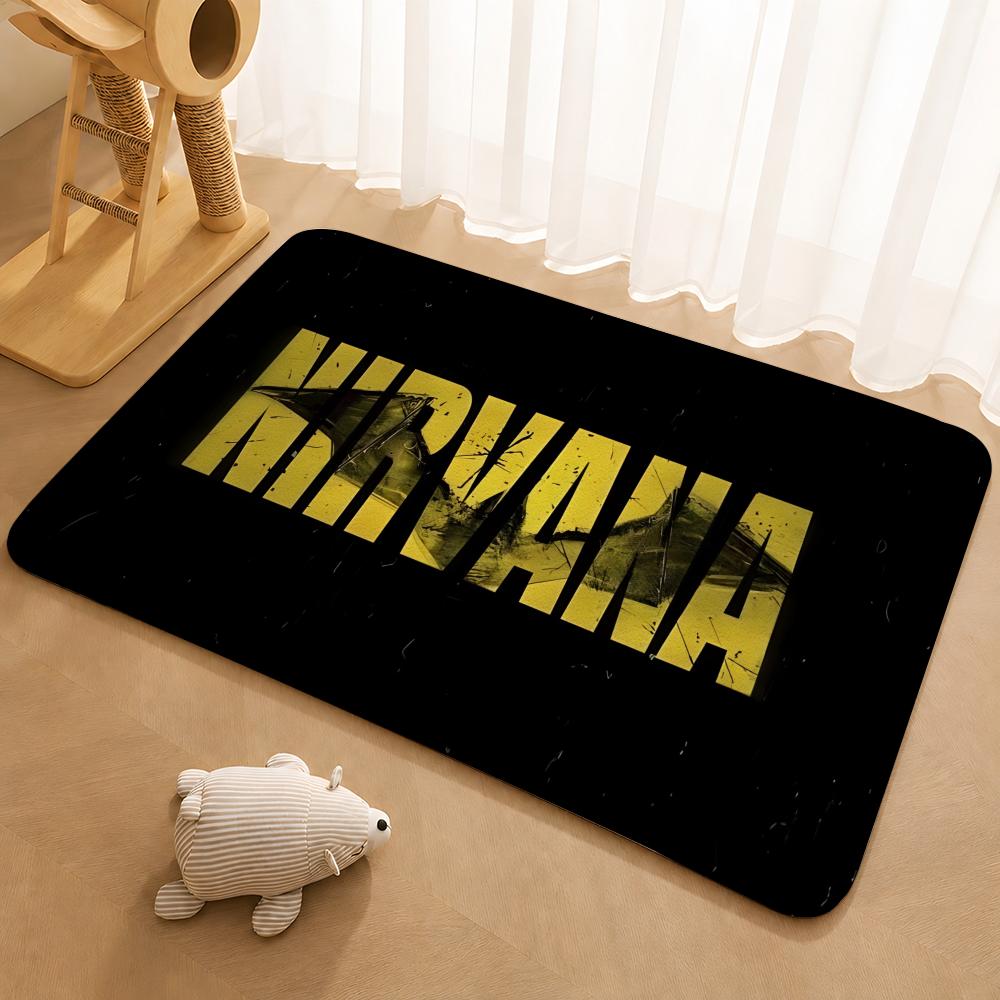 A-N-Nirvana-Rock Band Anime Floor Mat Floor Mat Soft Flannel Non-Slip Door Rug for Living Room