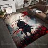 1PC Samurai with Swords Red Leaves Print Carpet Rug for Living Room Bedroom Sofa Doormat Home Decor Non-slip Floor Mat