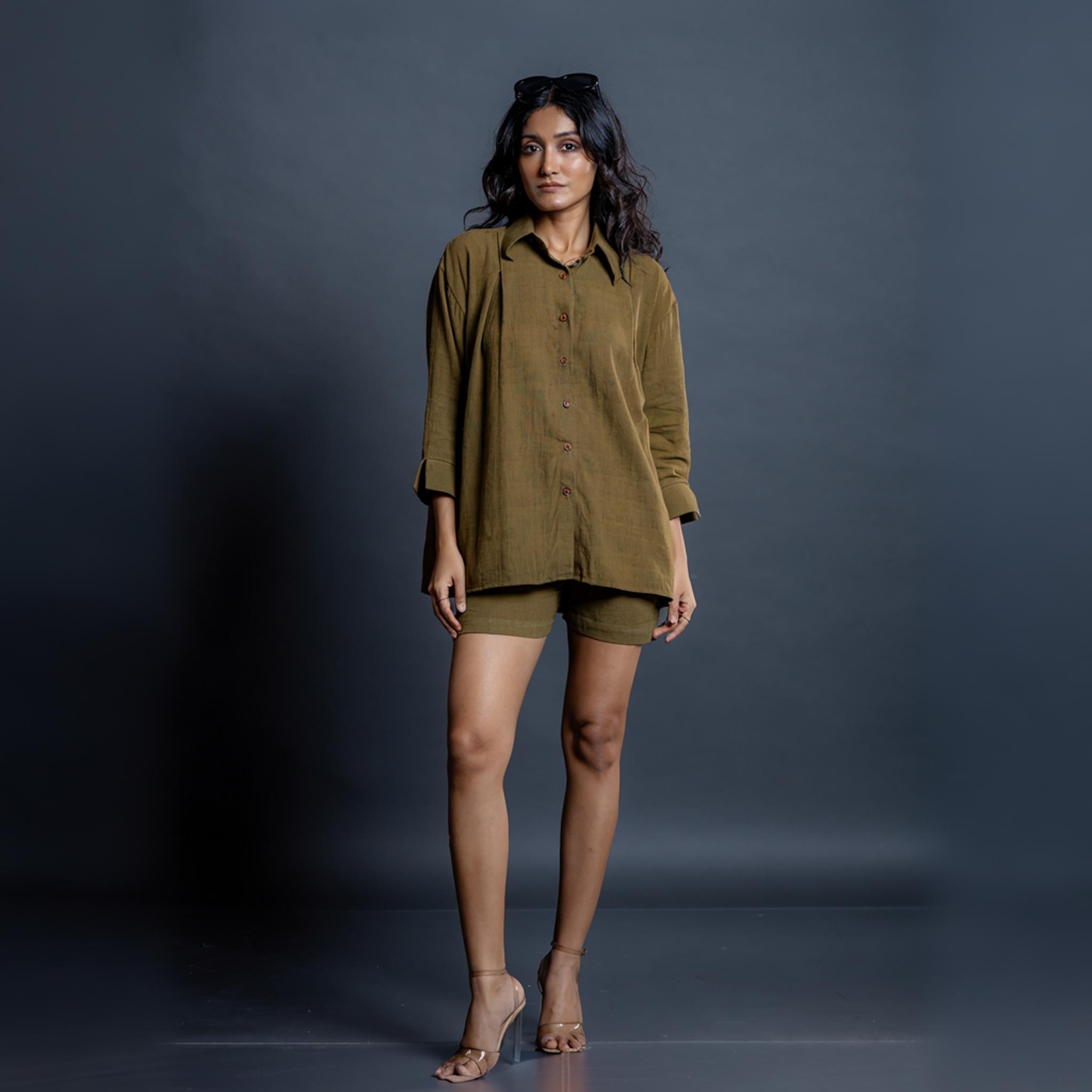 Feronia olive Kala cotton Co-ord set S оливковое зеленый