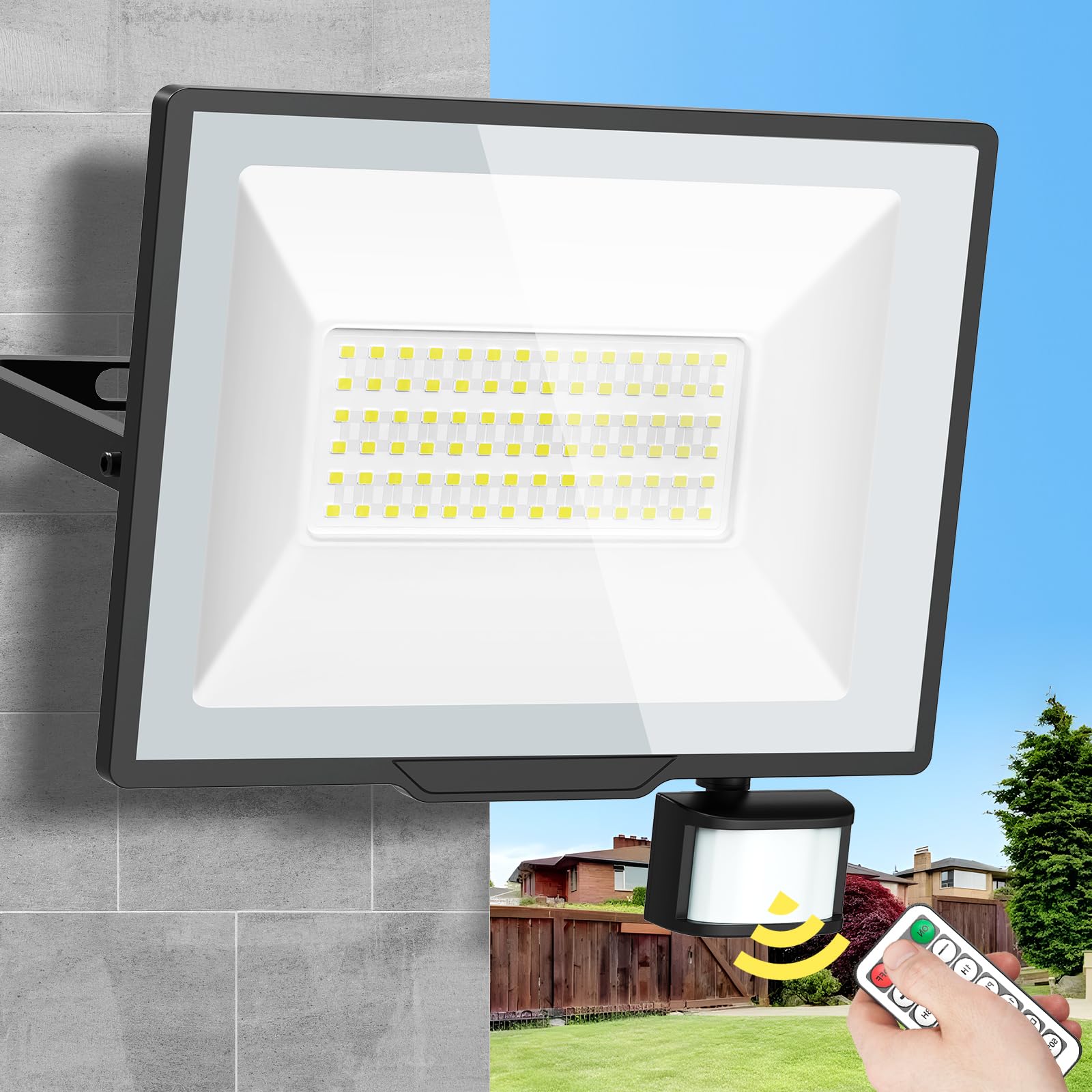 

SUKITEN Motion Sensor Floodlight, Outdoor, Outlet-Compatible, Waterproof, 100W, 15000lm, Security Light, 100V, Stepless Dimming, 24-Hour