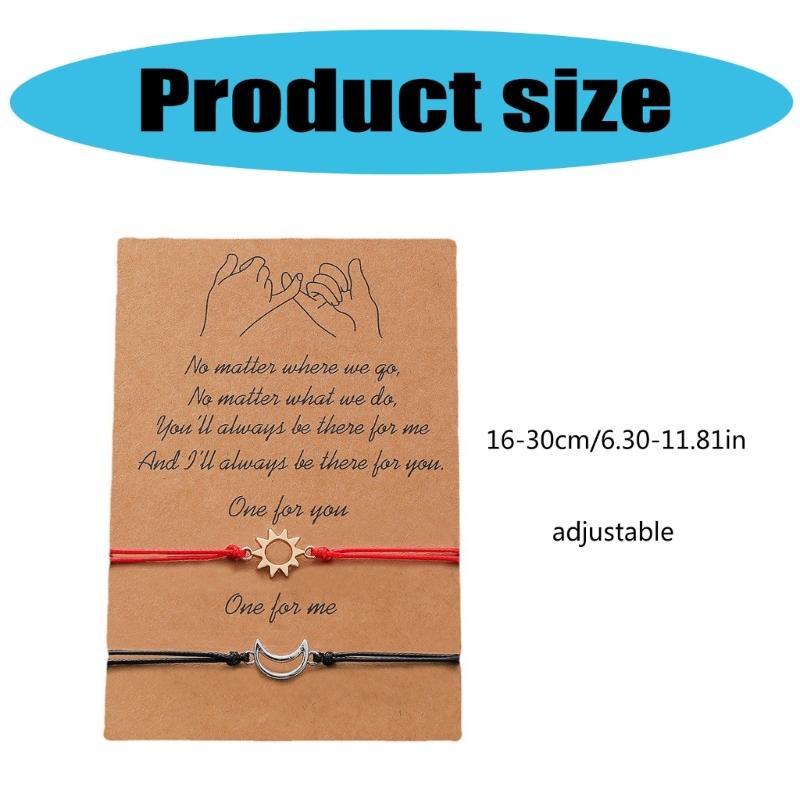 2 Stück Sonne und Mond Paar Armbänder Accessoire, das ewige Liebe symbolisiert, mit schwarzem Design für romantischen Ausdruck