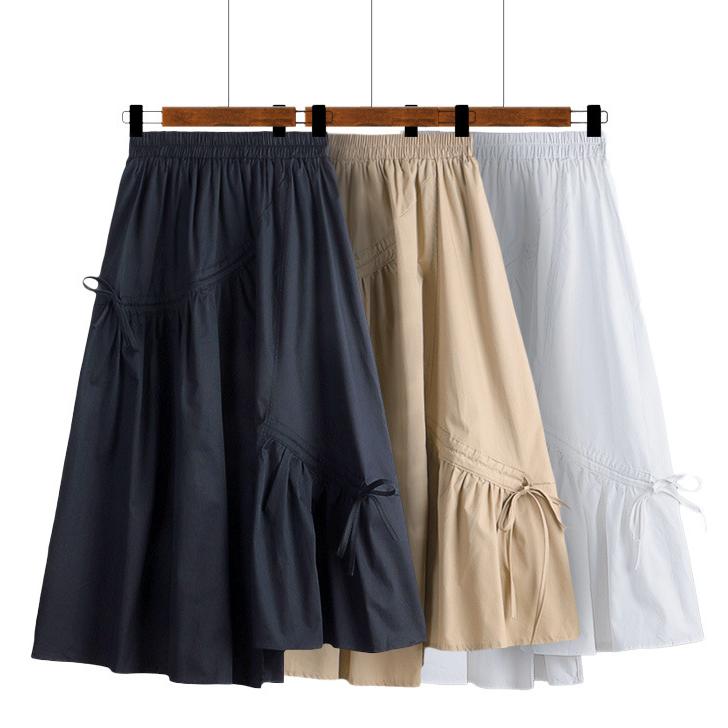 Sommar kvinnors Casual Mode Enfärgad ruched plisserad oregelbunden halvlång kjol