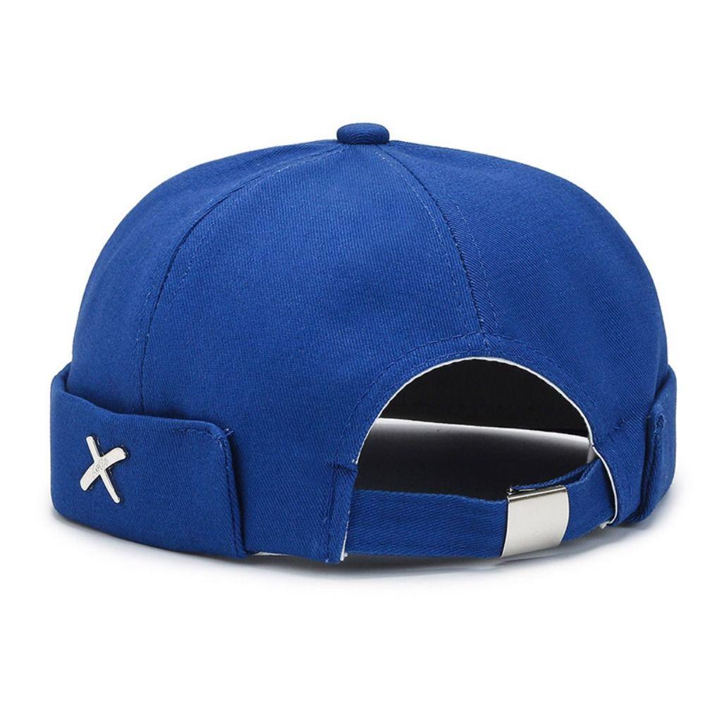 Hip Hop Dome Melon Cap Metal X Logo Brimless Skullies Cap Fashion Docker Cap  Outdoor