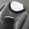 Men's Retro Diamond Pattern 100% Wool Sweater - Thick Knit Round Neck Pullover for Autumn/Winter