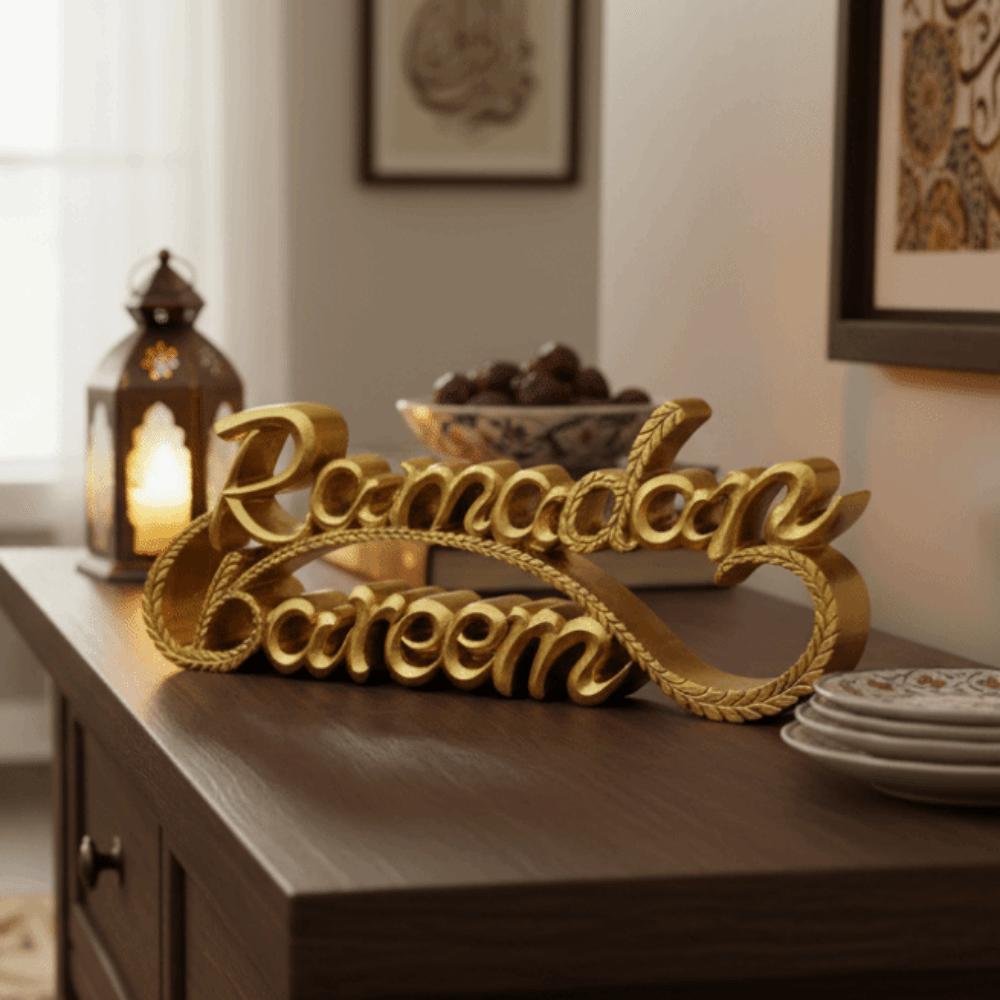 Resin Ramadan Letter Ornaments Gold Ramadan Table Ornament  Party Decorations