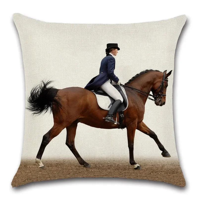 Rider Horse Painting Animals Funny Cushion Cover Decorative Home Sofa Chair Car Seat Friend Kids Bedroom Gift Pillowcase Throw
