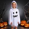 Black And White Ghost Cloak Halloween with Hood, Loose Fit Irregular Hem Costume Hooded Cape for Cosplay Party, Spooky Pullover Kids Adults