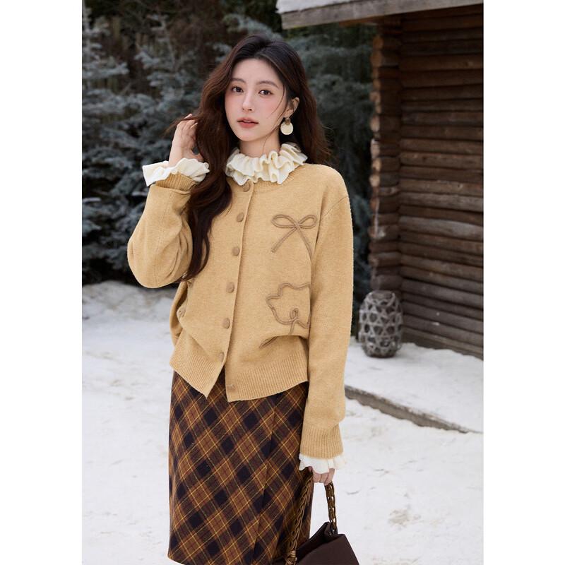 Women s 3D Floral Embroidered Knit Cardigan One Size