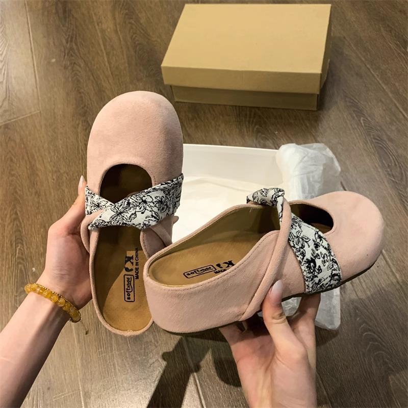 White Deer Spring and Summer New Fashion Versatile Small Height Increase Soft Bottom Baotou Slippers