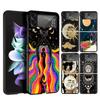 Funny Sun Moon Face Cover Phone Case For Samsung Galaxy Z Flip 7 6 5 4 3 5G Flip7 Flip6 Flip5 Flip4 Flip3 Black Fundas Shell Gal