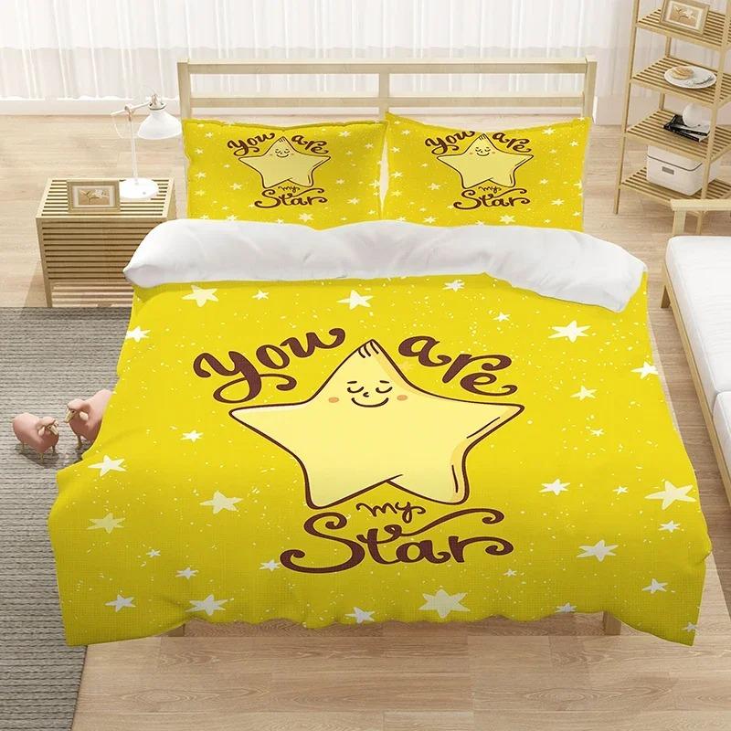 Cute Cartoon Little Star Bedding Set Duvet Cover Bedroom Comforter Covers Single Twin King Size Quilt Cover Home Textile