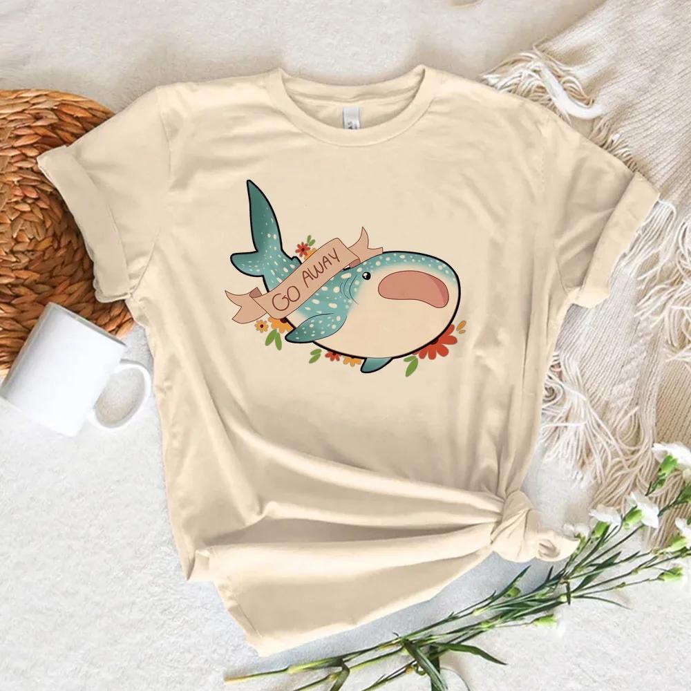 Whale Print Tshirt Women Summer Anime T-shirts Female Y2k Anime Clothing Graphic T Shirts Women Clothes