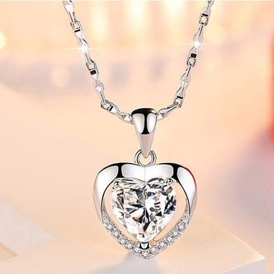 Anhänger-Halskette, Schlüsselbein-Kettenanhänger, weiblich, Japan und Korea, Geburtstagsgeschenk für die Freundin mit einfachem Diamanten
