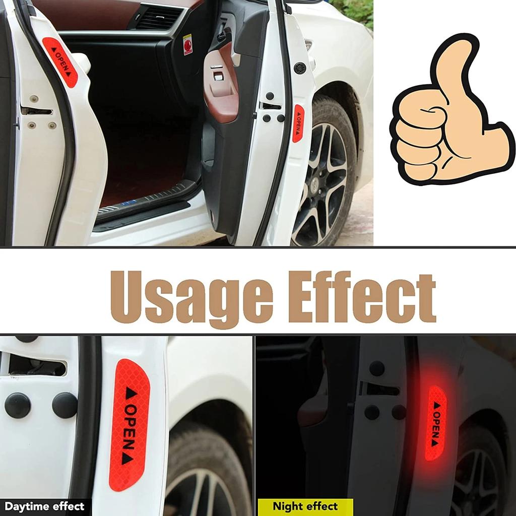 4PCS Car Door Reflective Sticker Safety Warning Sticker Open Reflective Film Car Door Decoration Sticker