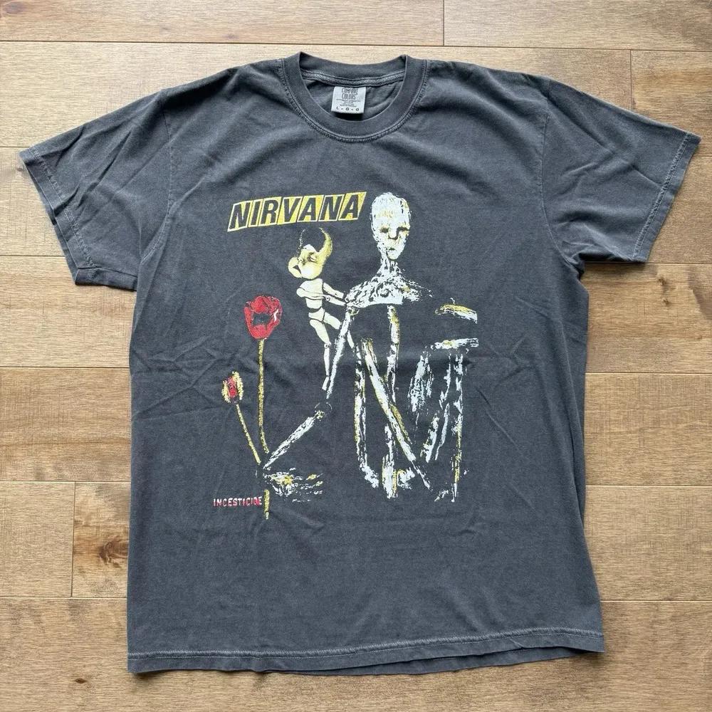 Unisex Short Sleeve Crew Neck Cotton T Shirt Nirvana Incesticide S
