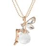 Vintage Butterfly Fairy Pendant Necklace Women Fashion Sweater Chain Necklace Charm Crystal Angel Wing Necklace Party Jewelry