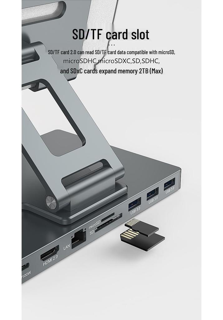4K60Hz USB-C Docking Station with Gigabit Ethernet, USB 3.2 Converter, and Rotating Stand for Phones and Tablets