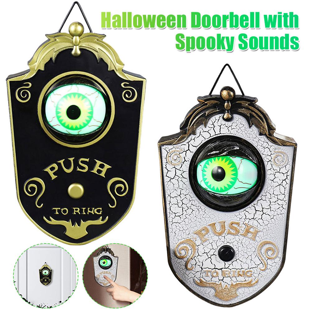 Animated Eyeball Halloween Doorbell Haunted House Door Bell LED Hanging Doorbell Trick Or Treat Prop for Halloween Decorations