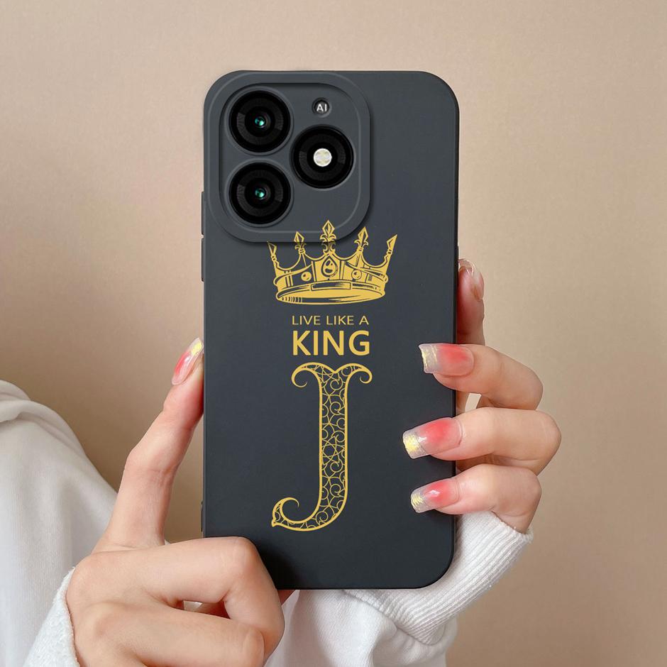 For Tecno Itel A70 Case Luxury Crown Letter Pattern Liquid Silicone Back Cover For ItelA70 A 70 New Design Advanced Sense Shell