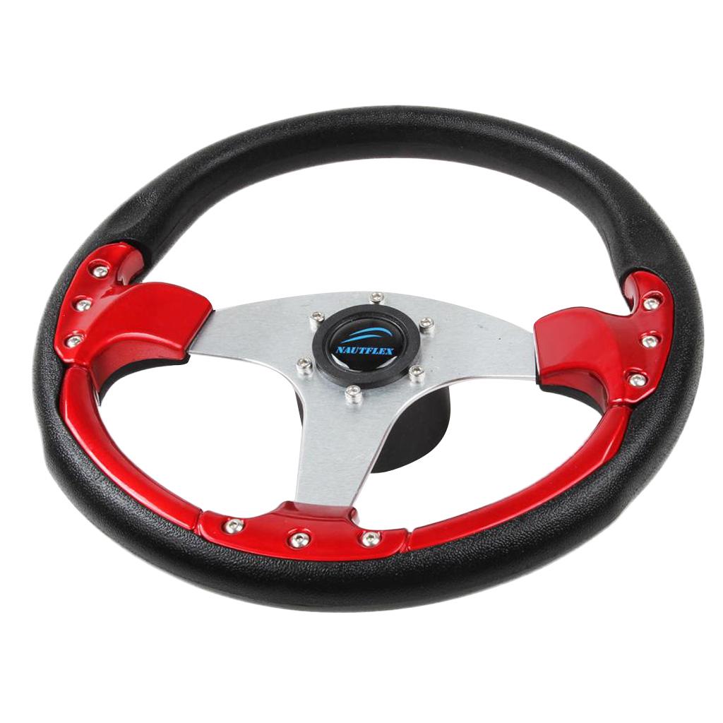 Buy Boat Steering Wheel w/ Polished Chromed 3 Spoke & Center Inserts