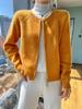 Korean Style Retro Round Neck Knit Cardigan for Women - Petite Autumn High Waist Zip Sweater