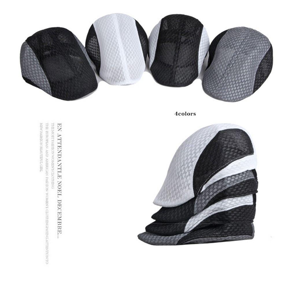 Casual Hollow Design Summer Beret Cap Breathable Adjustable Mesh Flat Caps Comfortable Quick-drying Sun Protection Hat Golf Caps