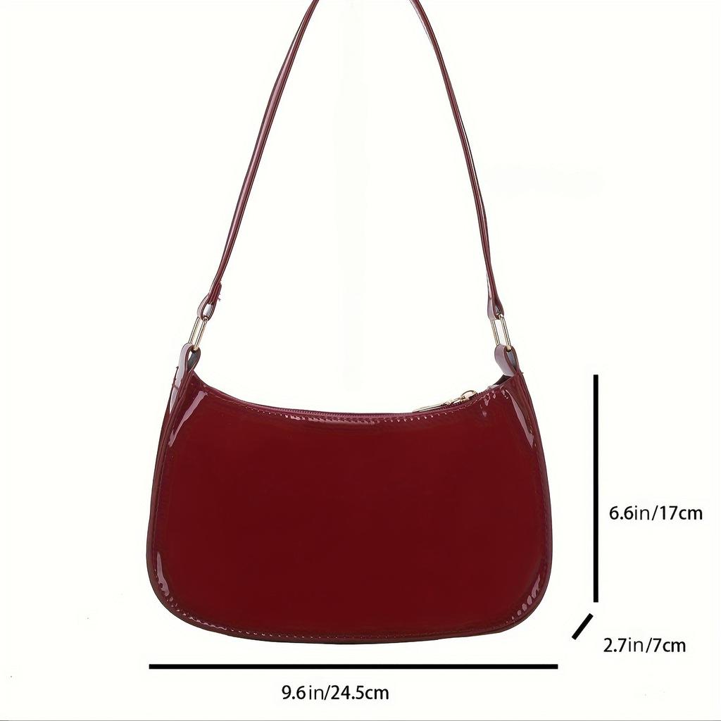 Retro fashion glossy PU leather shoulder bag casual commuting women's handbag single shoulder crossbody bag