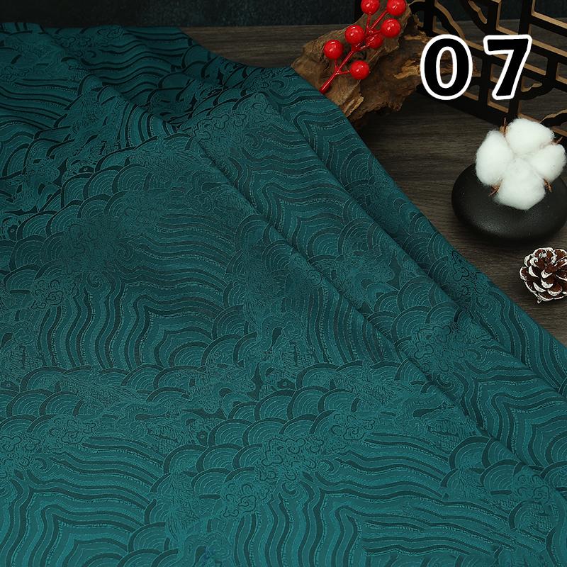 100x150cm Meerwasser Wolke Welle Jacquard Brokatstoff Chinesischer Stil Damast Satin DIY Nähen Hanfu Cheongsam Antikes Kostüm