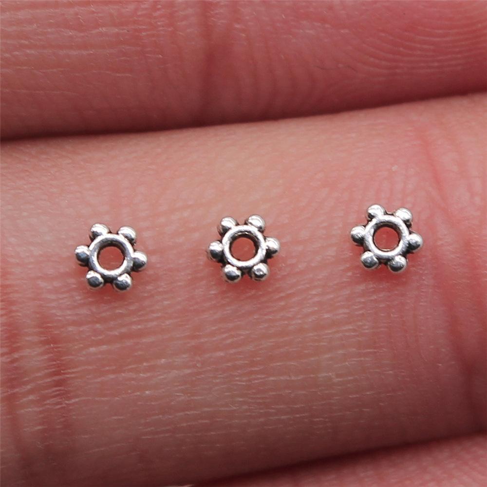

100pcs Antique Silver Color DIY Crafts Making Findings Handmade Metal Alloy Spacer Bead Charms For Jewelry Making