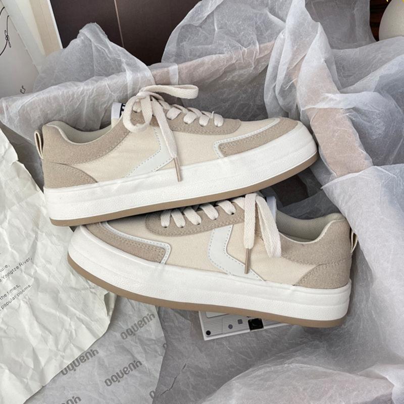 Frühling und Herbst Modische Bequeme Atmungsaktive Dicksohlige Erhöhte Schnür-Casual-Sportschuhe Vulkanisierte Schuhe für Damen