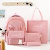 Set Zaino da Donna a Quattro Pezzi di Grande Capacità Zainetto Studentesco con Orecchie di Coniglio Zaino di Grande Capacità con Protezione per la Schiena