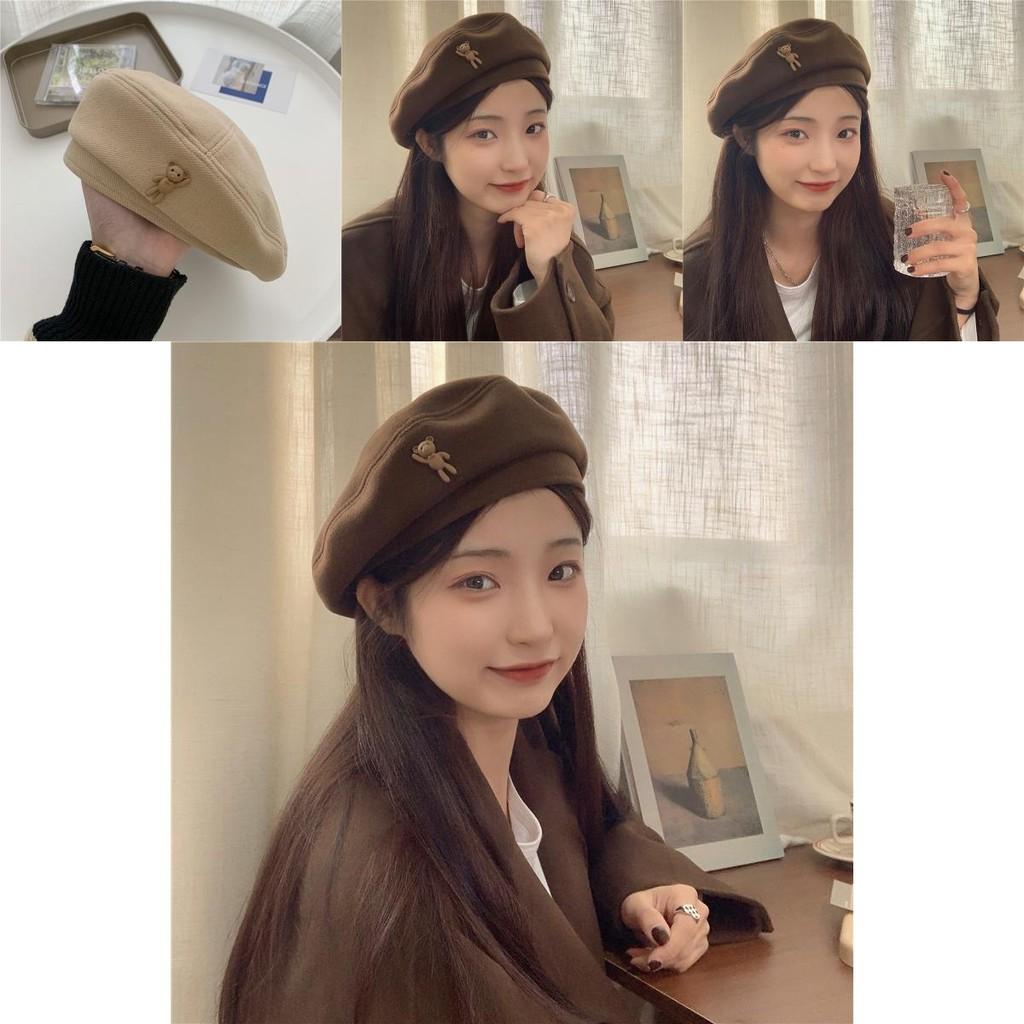 Trendy Retro Brown Wool Beret For Women Winter Stylish Warm Artist Hat Cotton