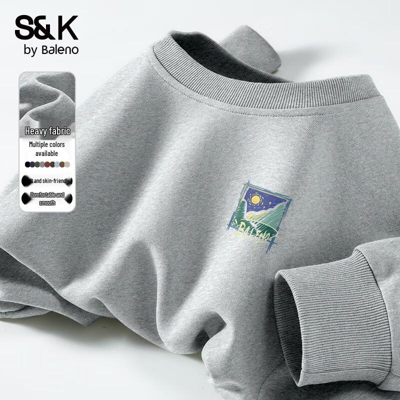 Baleno S&K Men's Loose Fit Crewneck Star Moon Print Sweatshirt