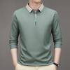 Spring and Autumn Men's Long Sleeve Polo Shirt Men's Business Scissors Collar Solid Color Lapel Base T-shirt Men