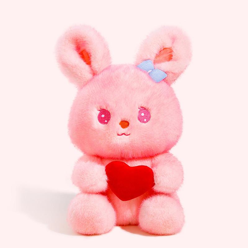 Cute Rabbit Plush Doll With Love Heart Design And Bow Decoration For Kids Gift
